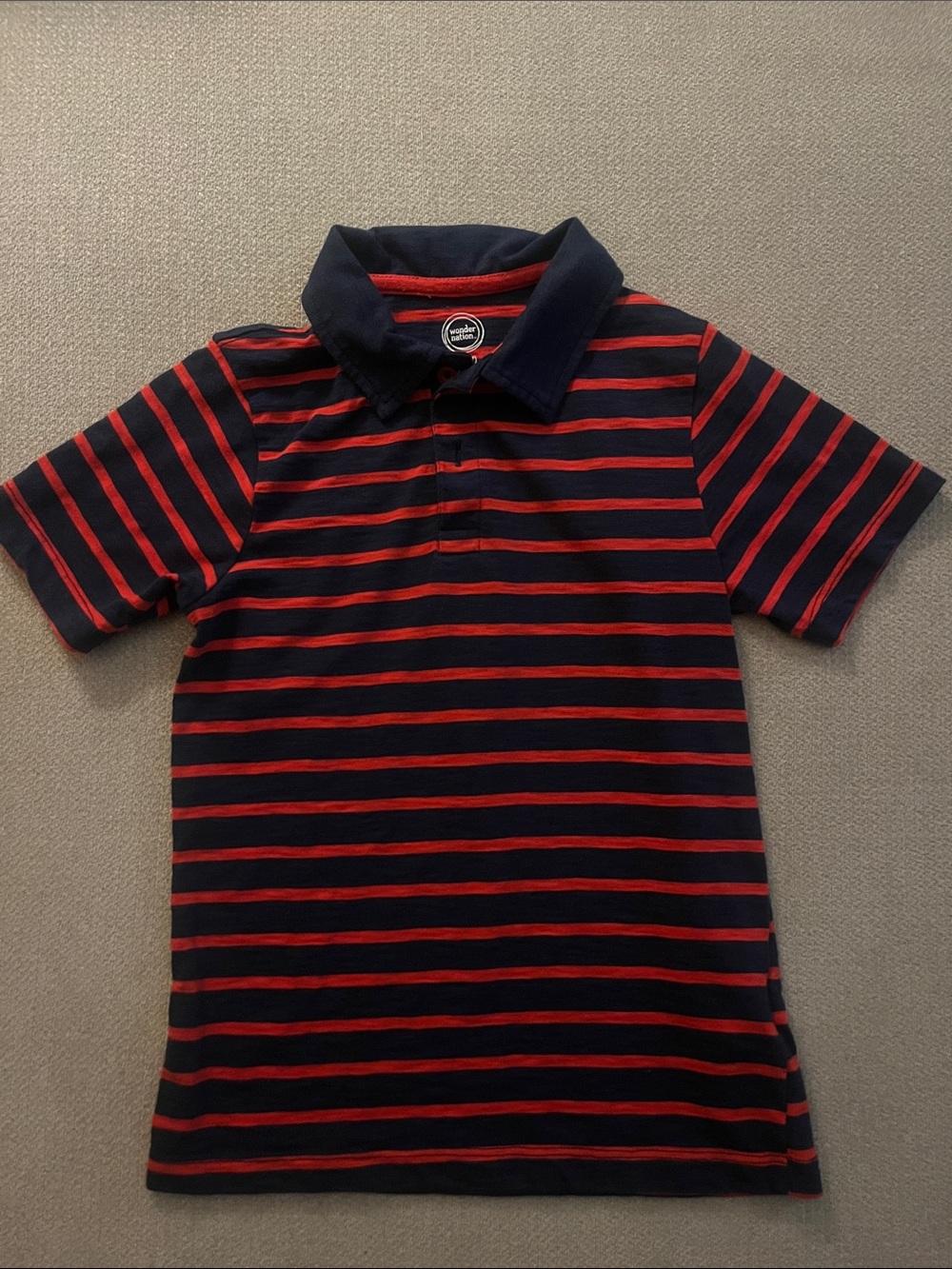 wonder nation Navy and Red Striped Polo Shirt